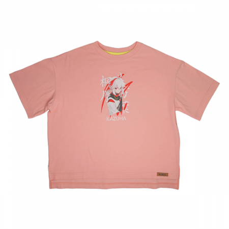 футболка оверсайз стандарт с разрезами Кадзуха розовая_result