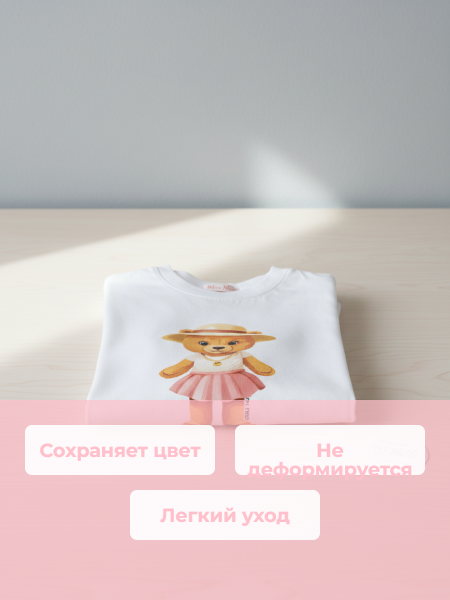 Лонгслив детский белый Bear Girl Pink (5)